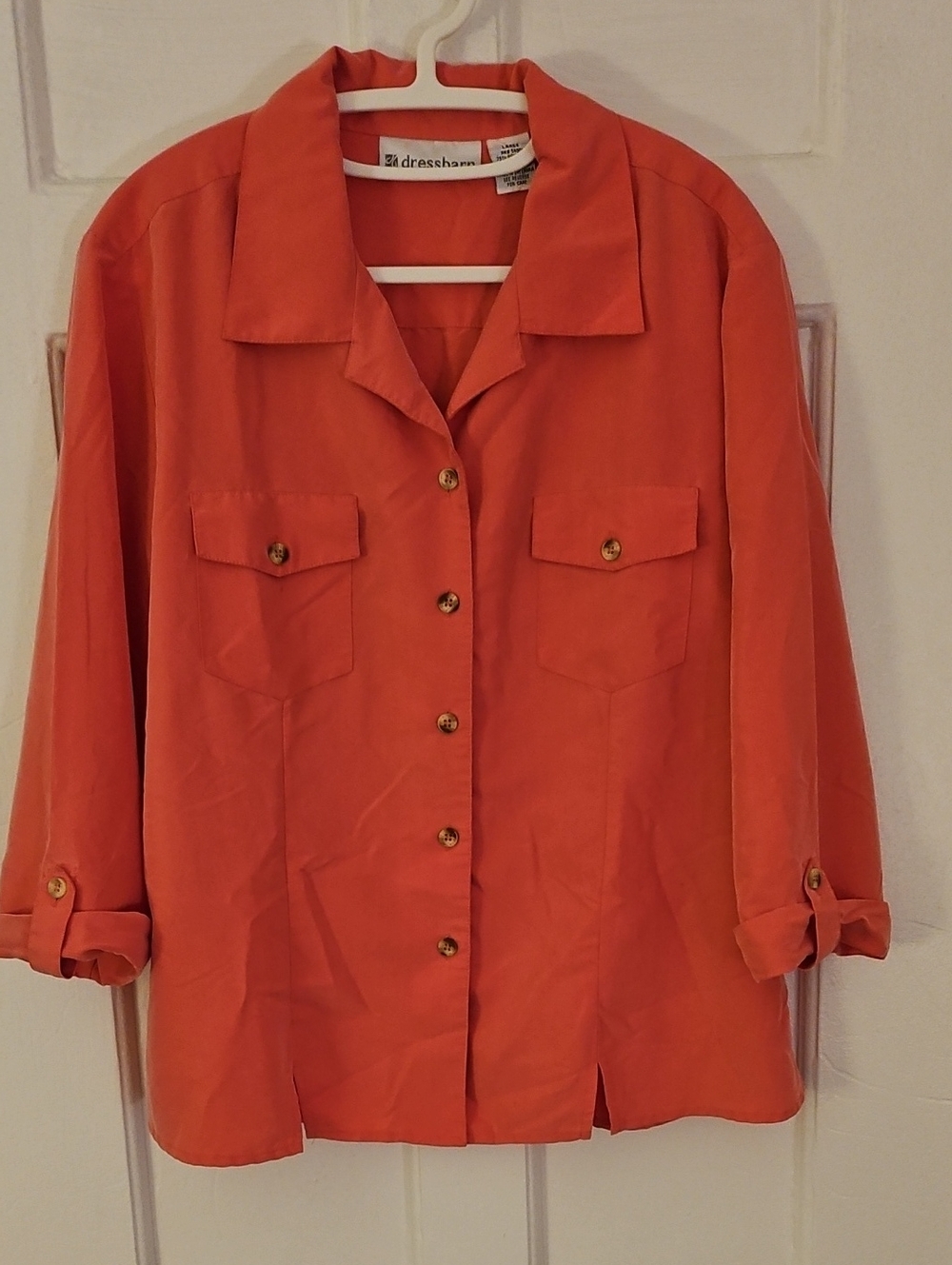 dressbarn Coral Button-Front Utility Blouse